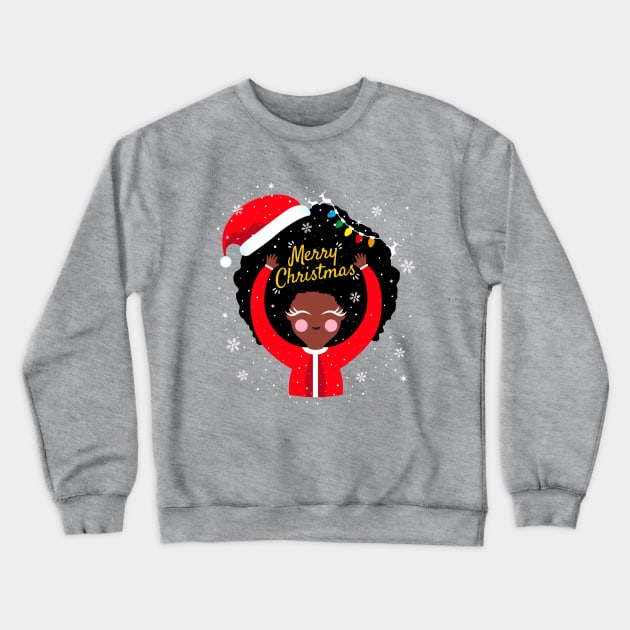Black Girl Santa Claus Crewneck Sweatshirt by Riczdodo